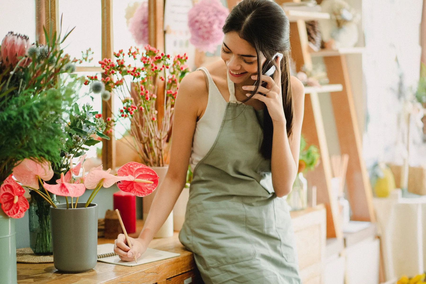 Independent entrepreneur preparing products for customers